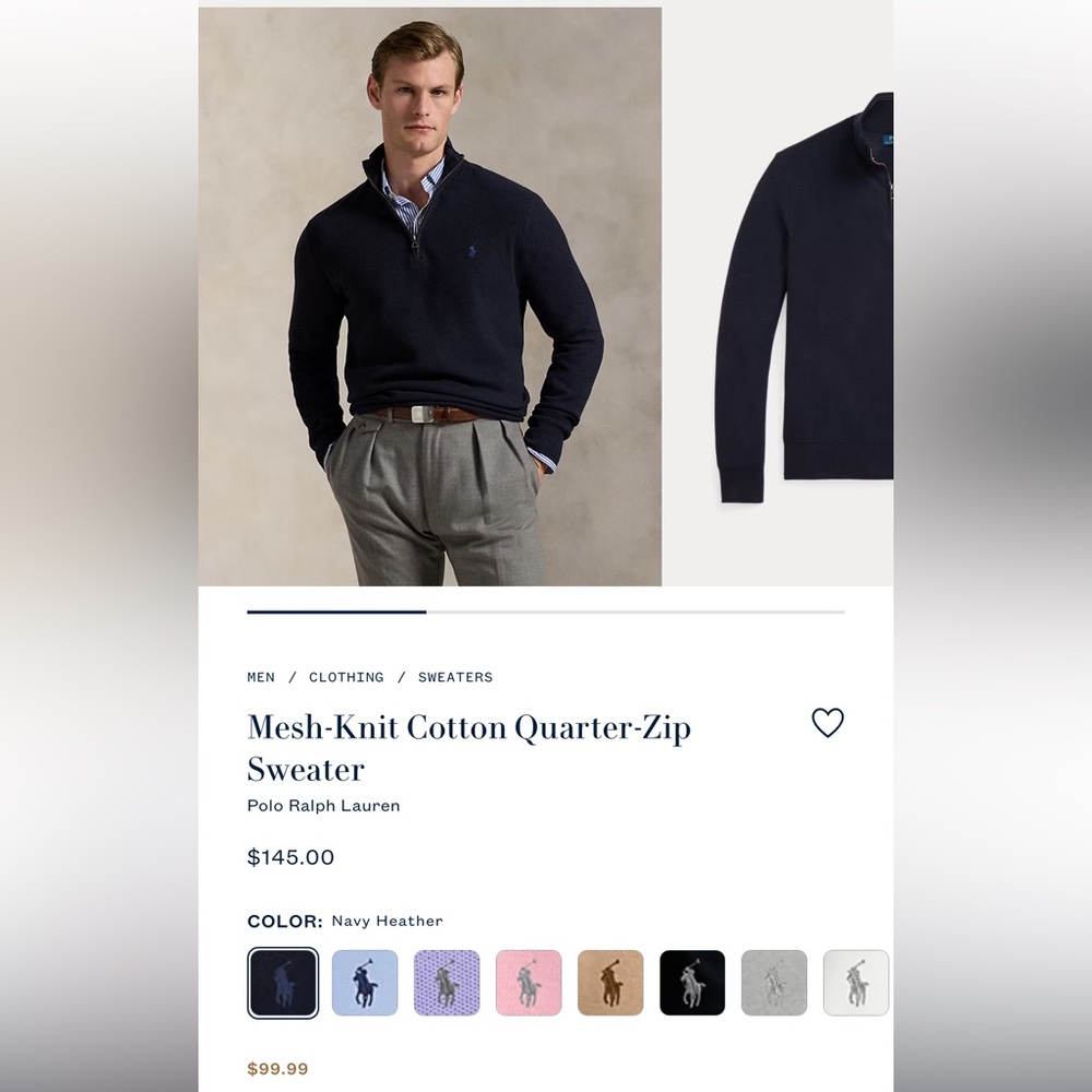 Ralph Lauren Men's Dark Grey Zip-Up Sweater